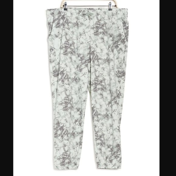 Halston Studios Drawstring Joggers in Aqua Grey Tonal Tie Dye - NWT XS - Picture 2 of 11